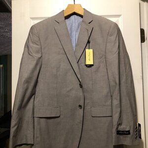 ALAN FLUSSER MEN'S NEW GRAY COTTON DOUBLE VENTED SPORT COAT BLAZER JACKET 42S